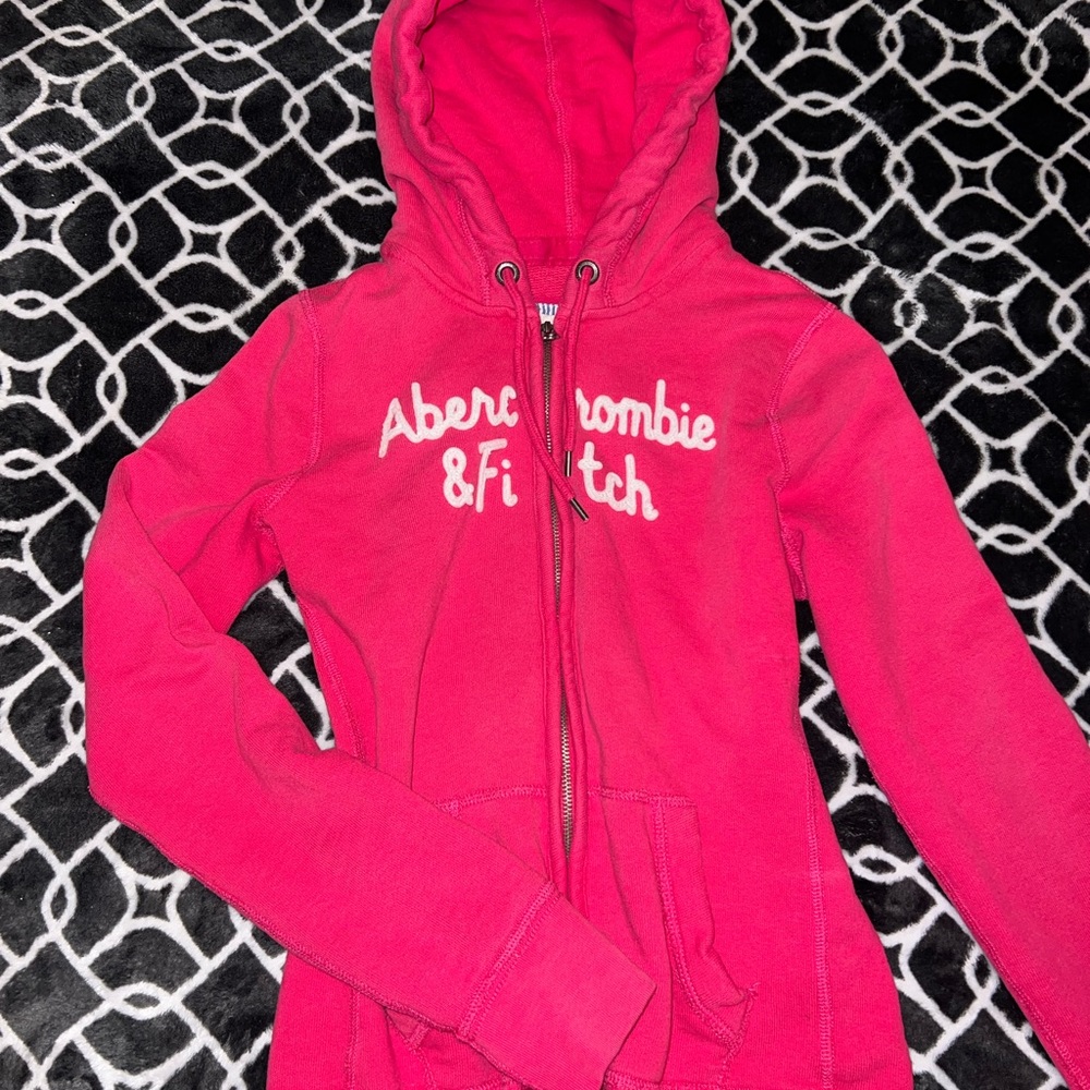 2000s Abercrombie & Fitch Y2K Hot Pink Zip-up Sweater